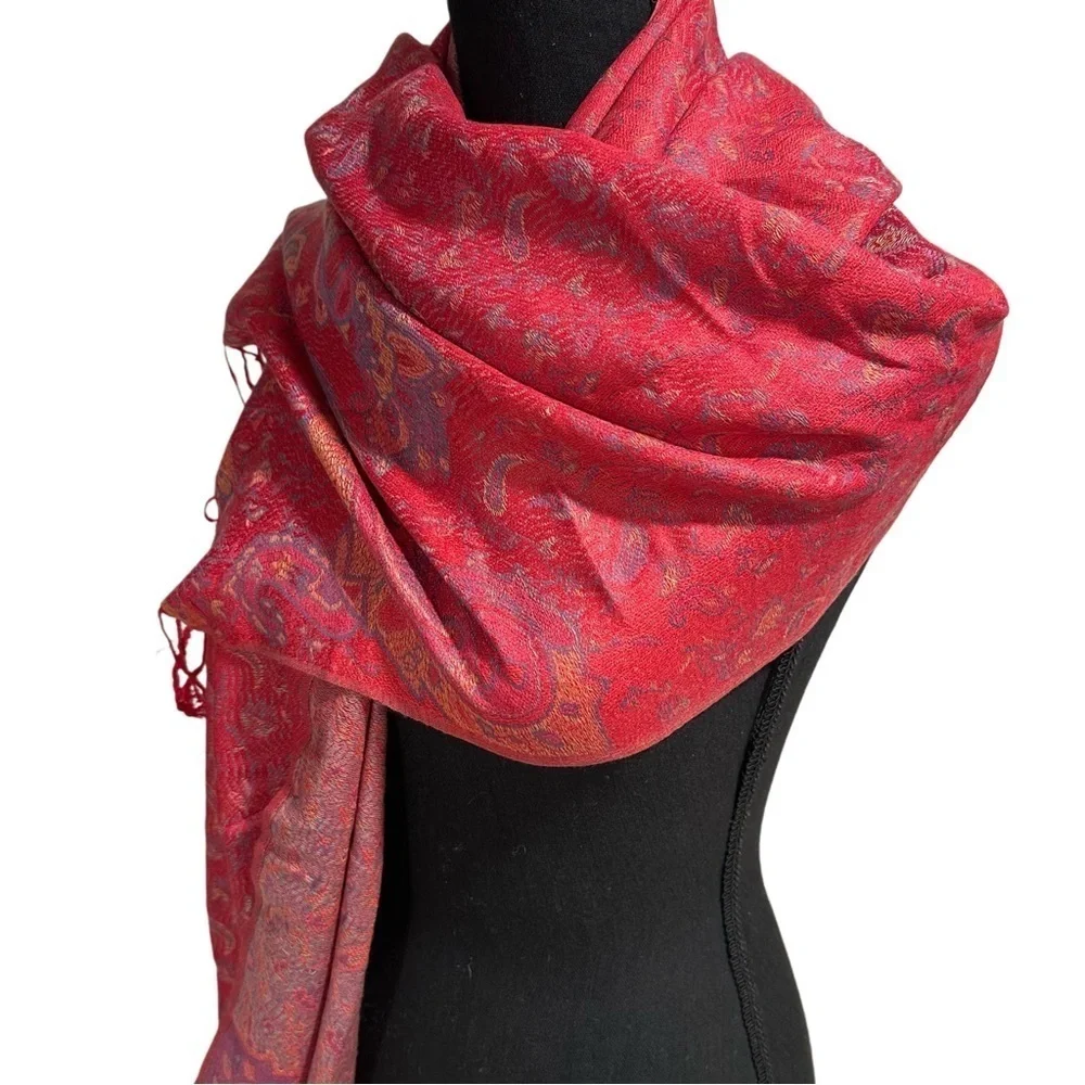 Elegant Shawl in Crimson Red- Versatile Wrap, Stole, Scarf, Veil, Soft & Cozy